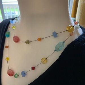 Lia Sophia Silver Multi Faux Gem 36” Necklace